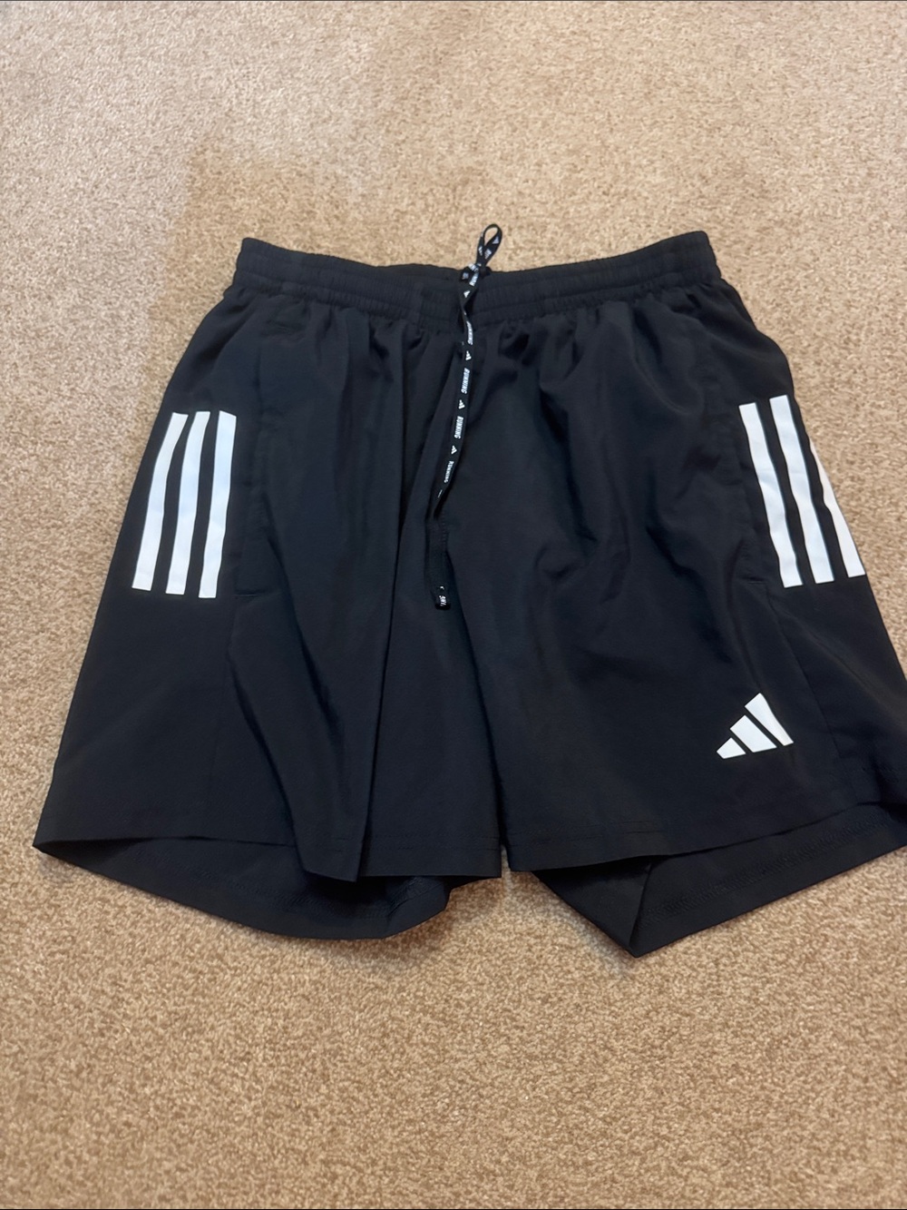 adidas Black Athletic Shorts with White Stripes